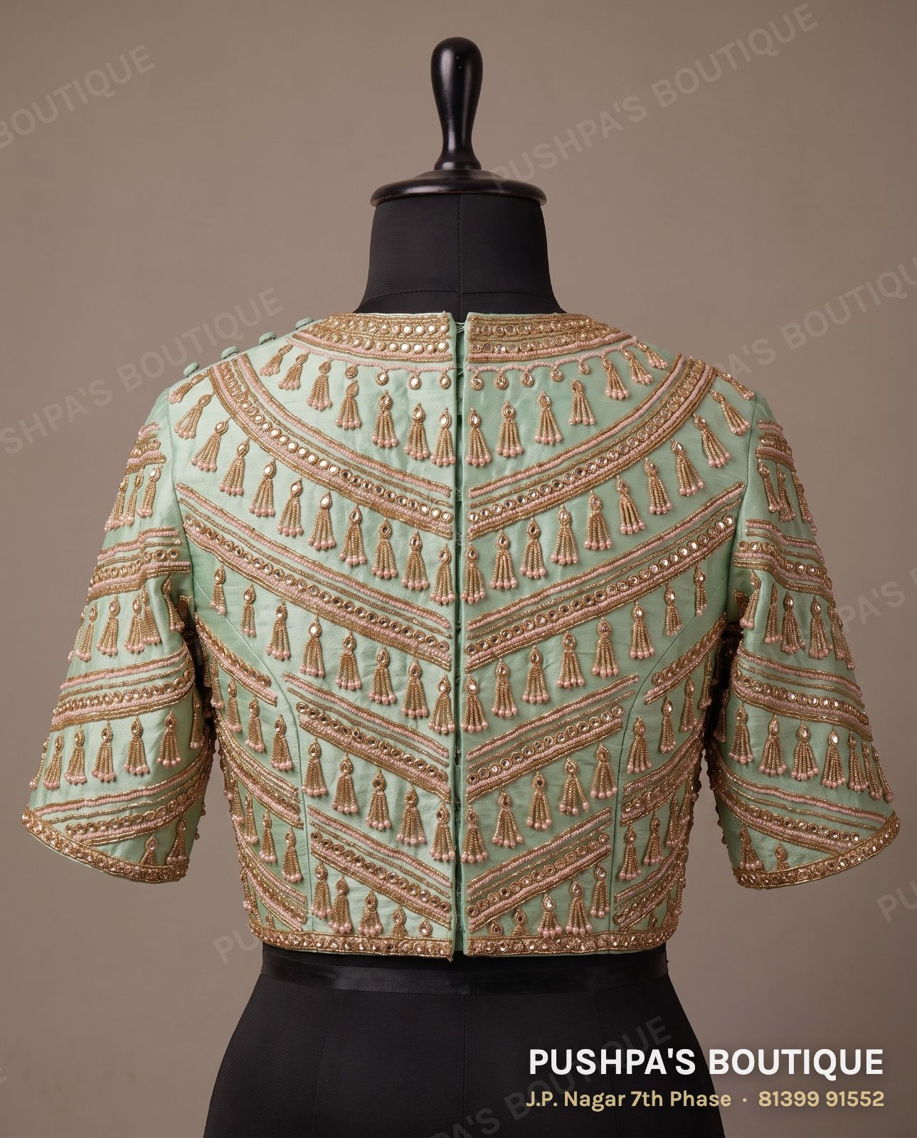 Basic blouse PB-077, high neck, button back, photo 2