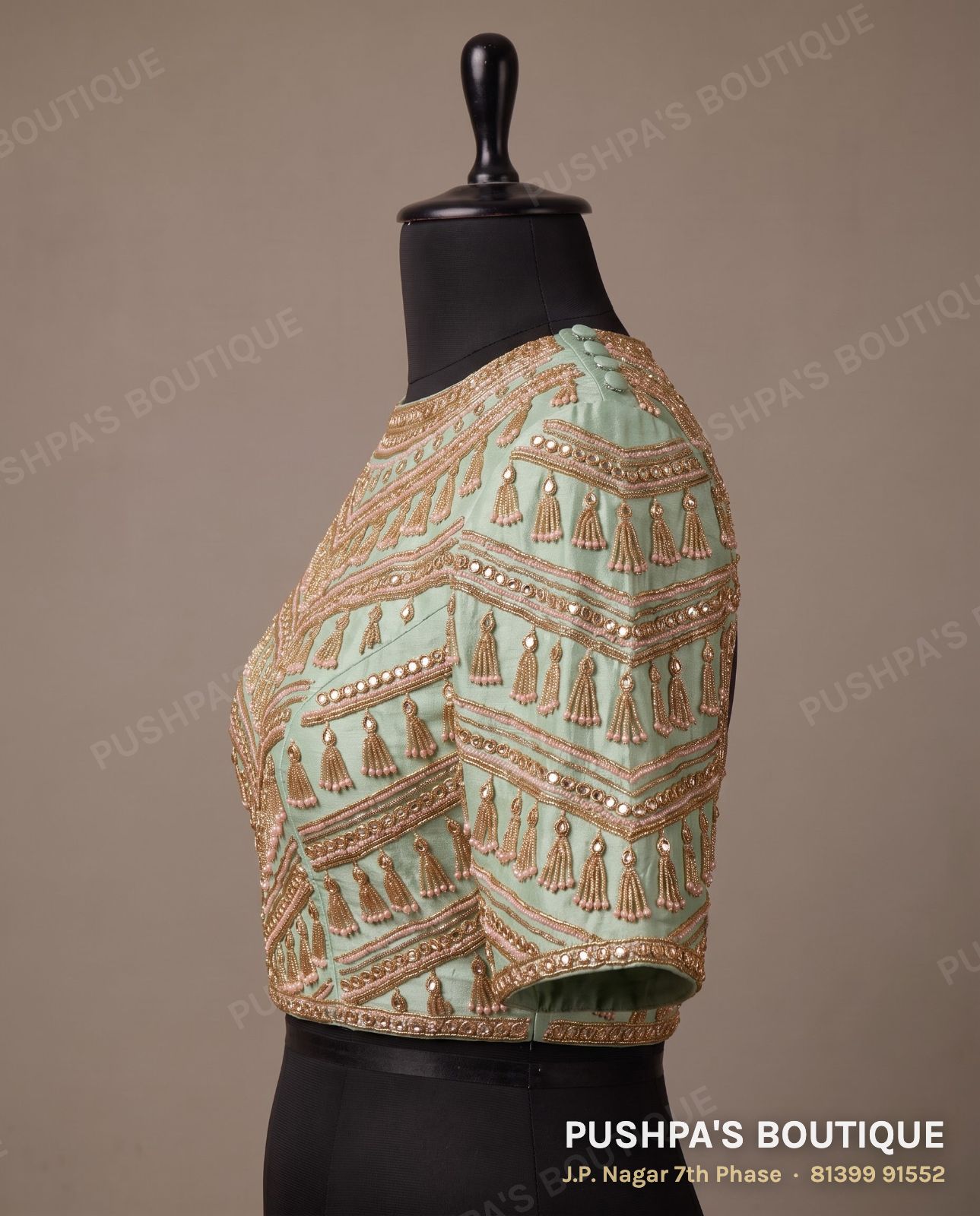 Basic blouse PB-077, high neck, button back, photo 3