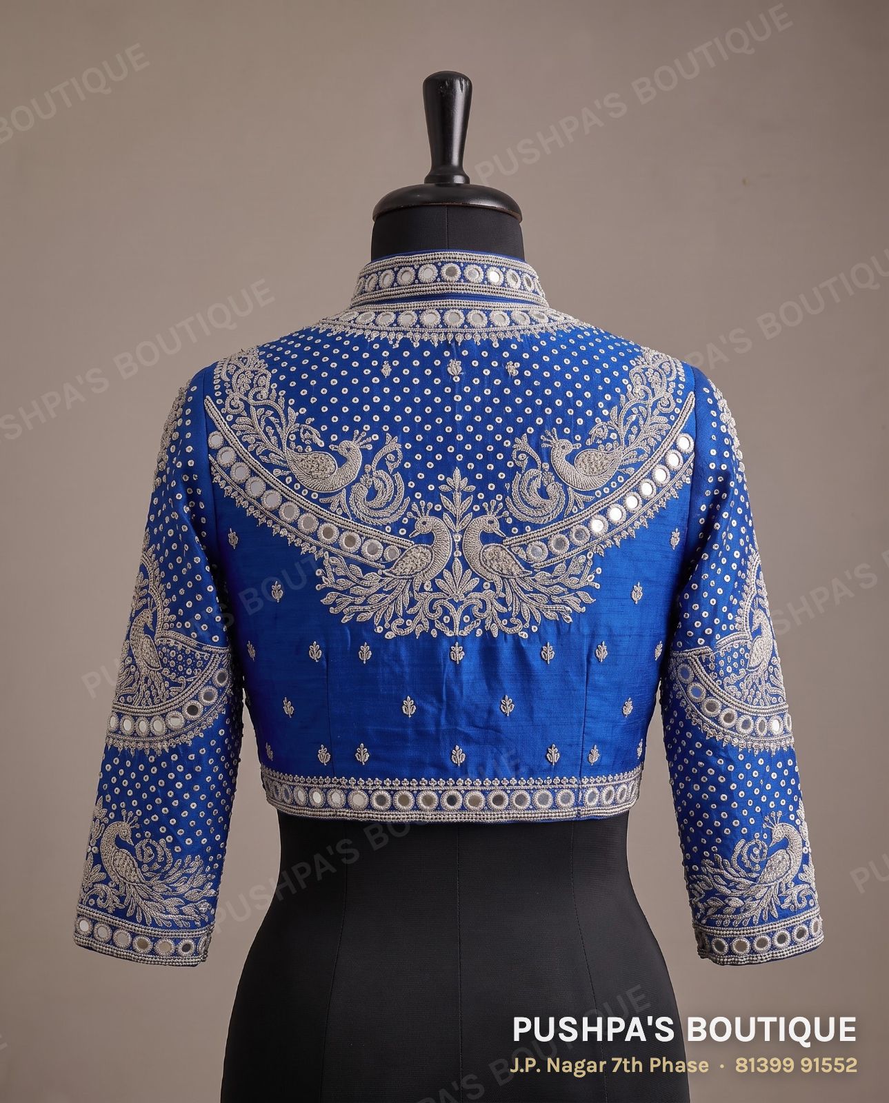 Basic blouse PB-079, collar, button back, full sleeve, photo 2