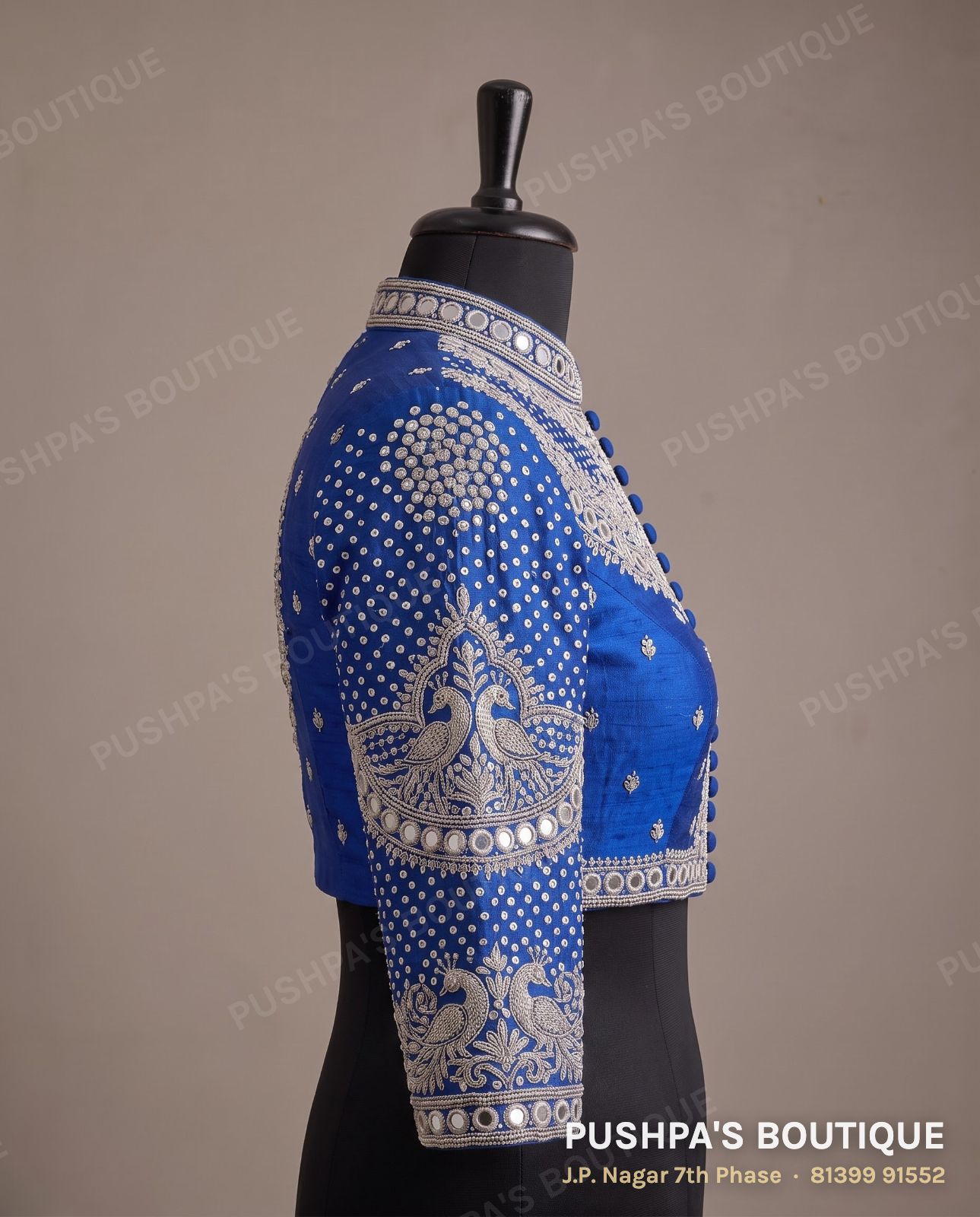 Basic blouse PB-079, collar, button back, full sleeve, photo 3