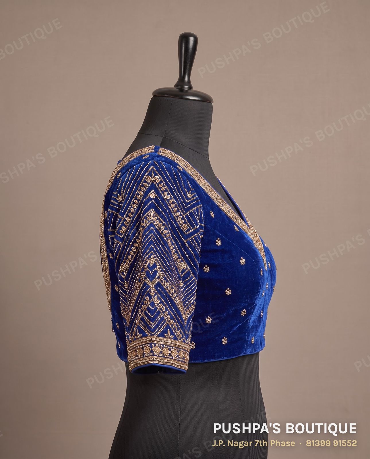 Basic blouse PB-080, V neck, high back, three quarter sleeve, photo 3