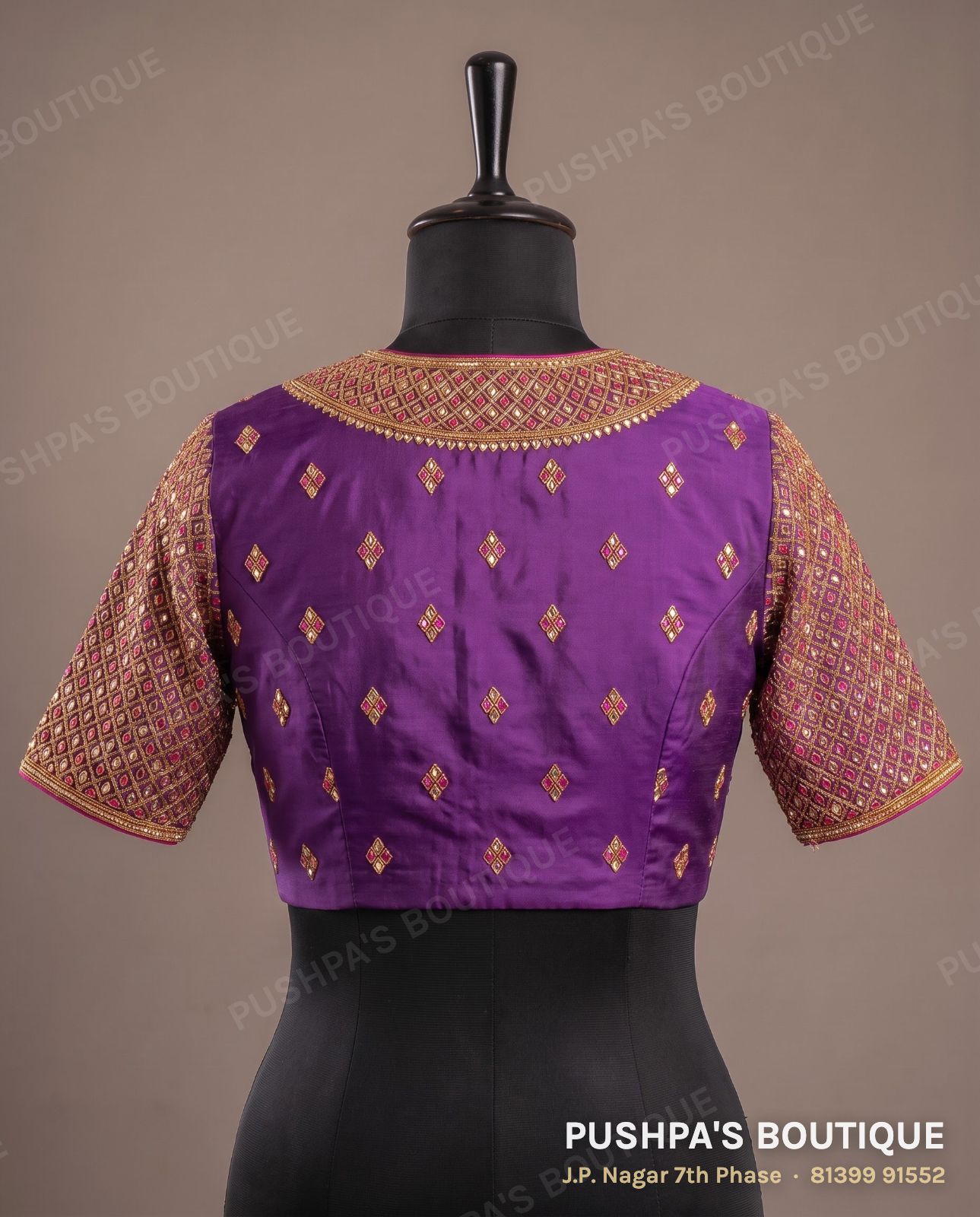 Basic blouse PB-081, high neck, high back, short sleeve, photo 2