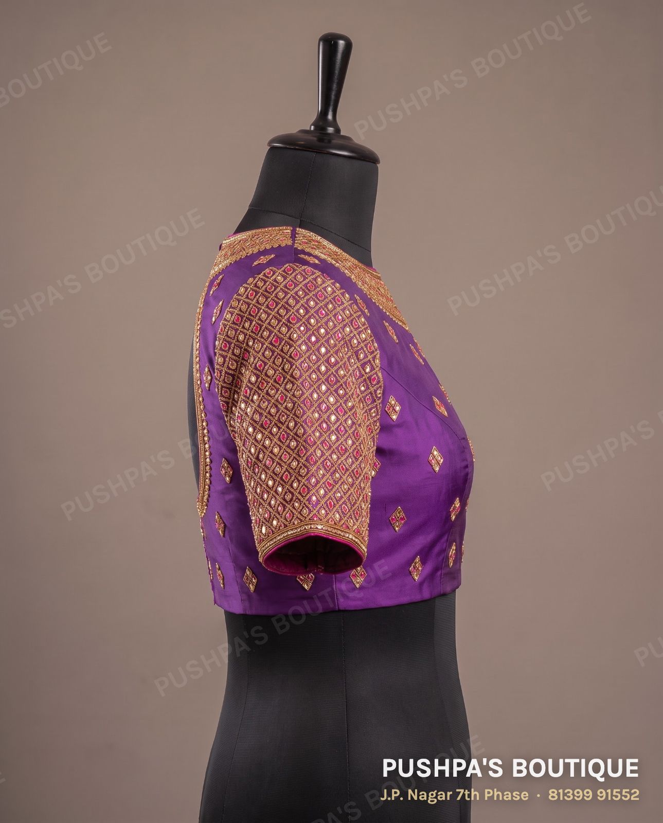 Basic blouse PB-081, high neck, high back, short sleeve, photo 3