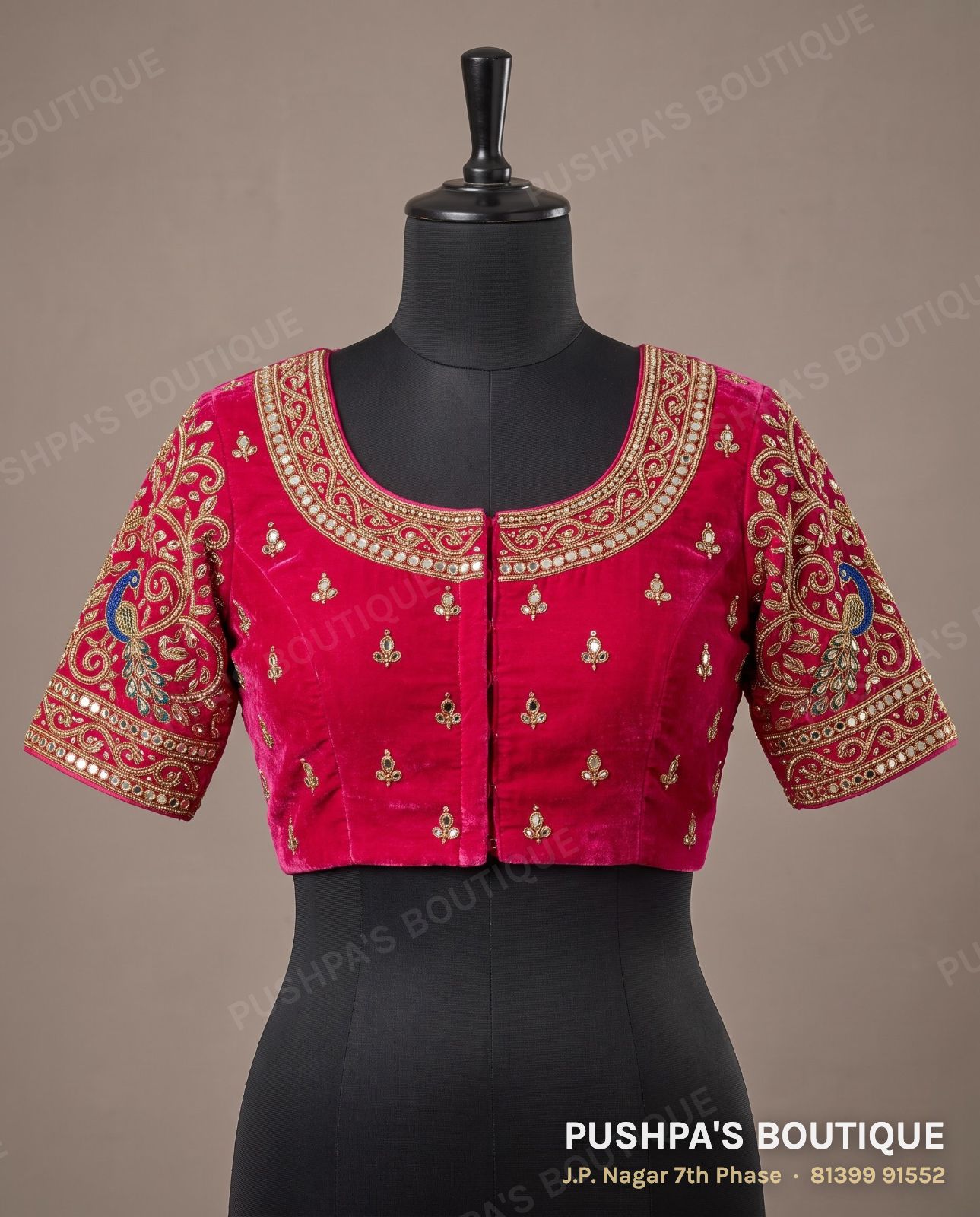 Basic blouse PB-082, round neck, deep U back, short sleeve