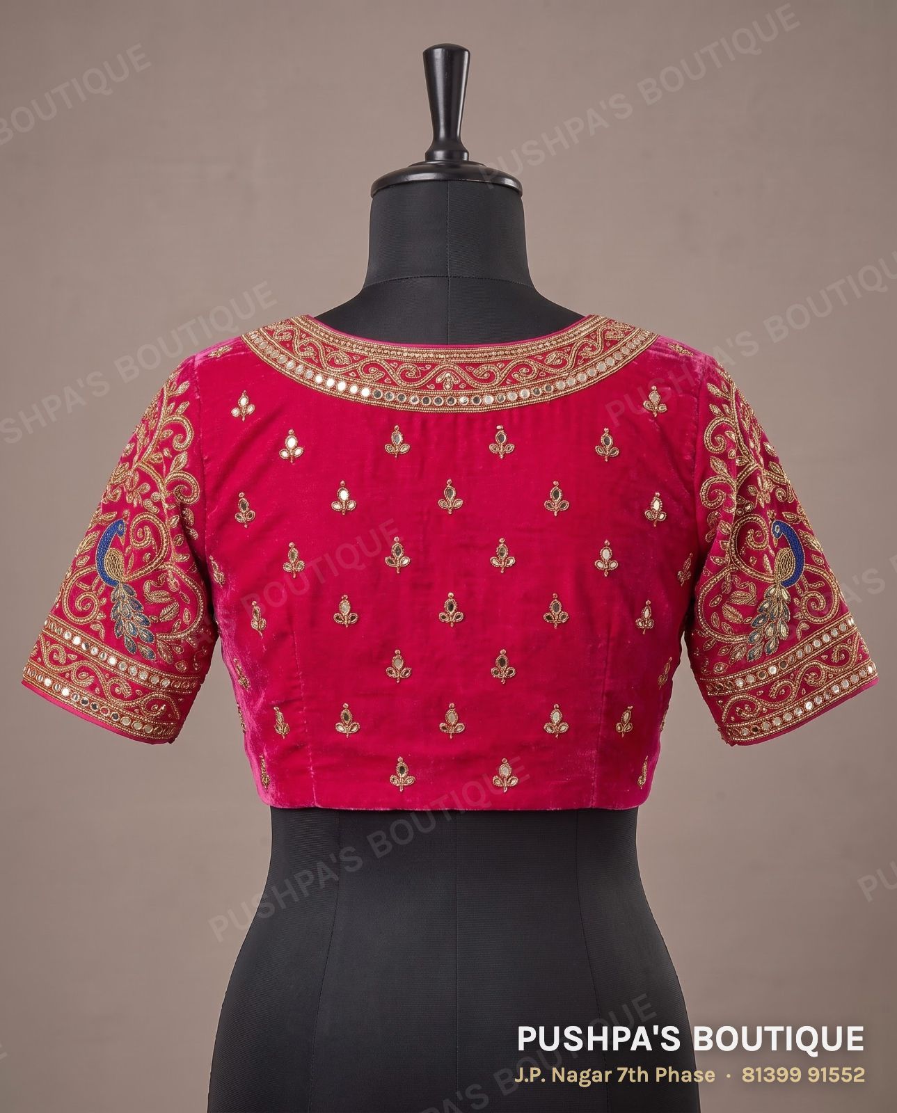 Basic blouse PB-082, round neck, deep U back, short sleeve, photo 2