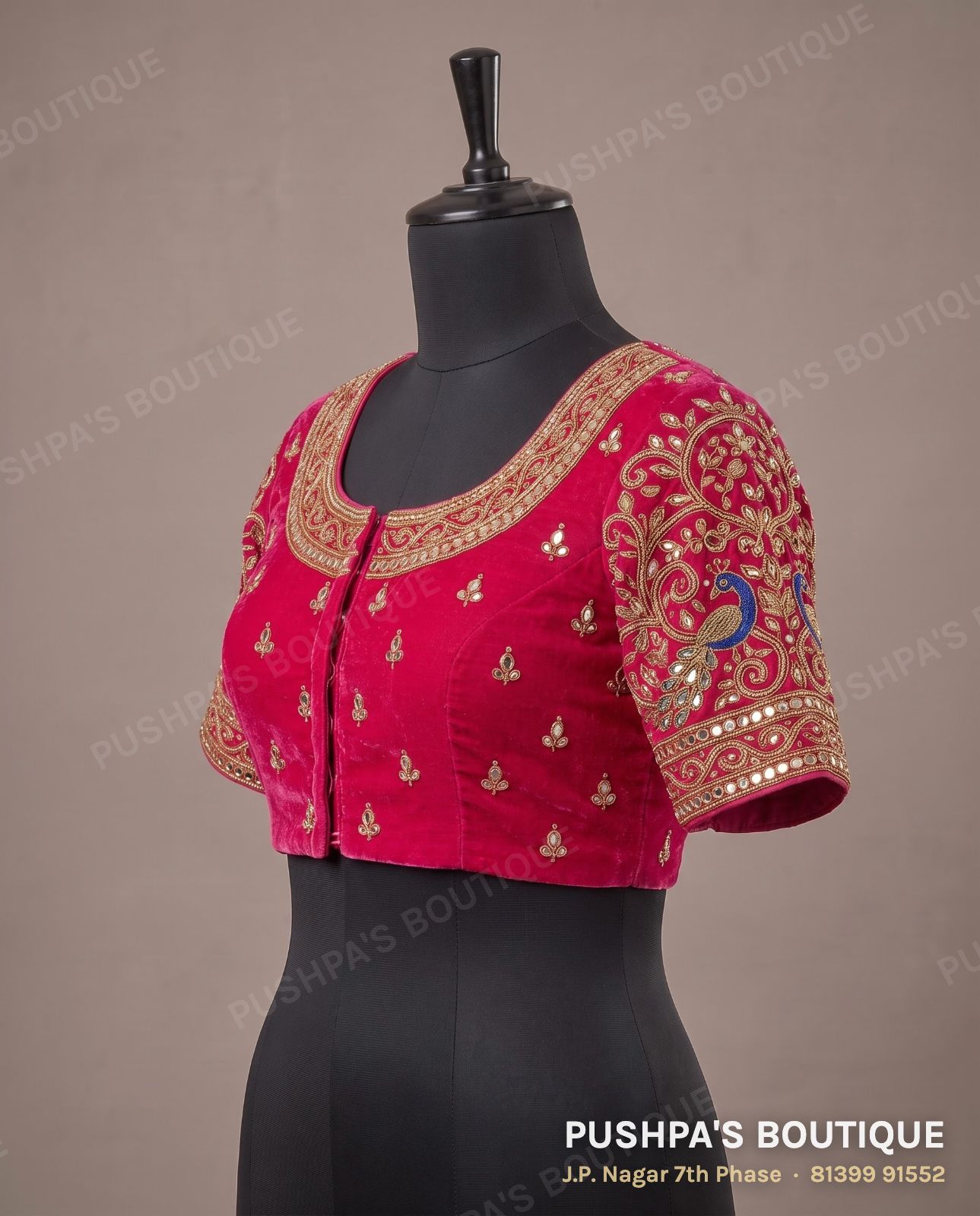 Basic blouse PB-082, round neck, deep U back, short sleeve, photo 3