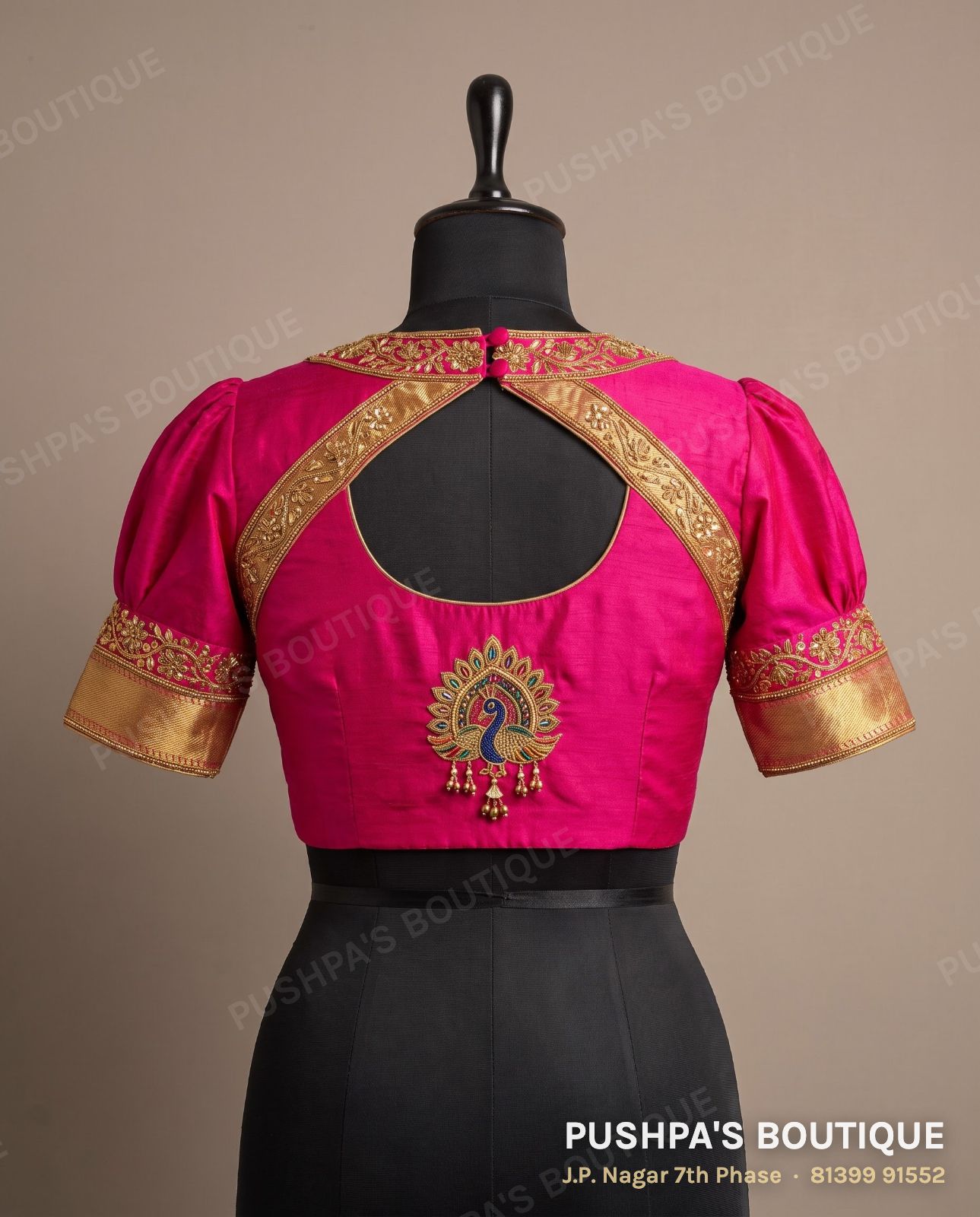Basic blouse PB-086, high back, puff sleeve