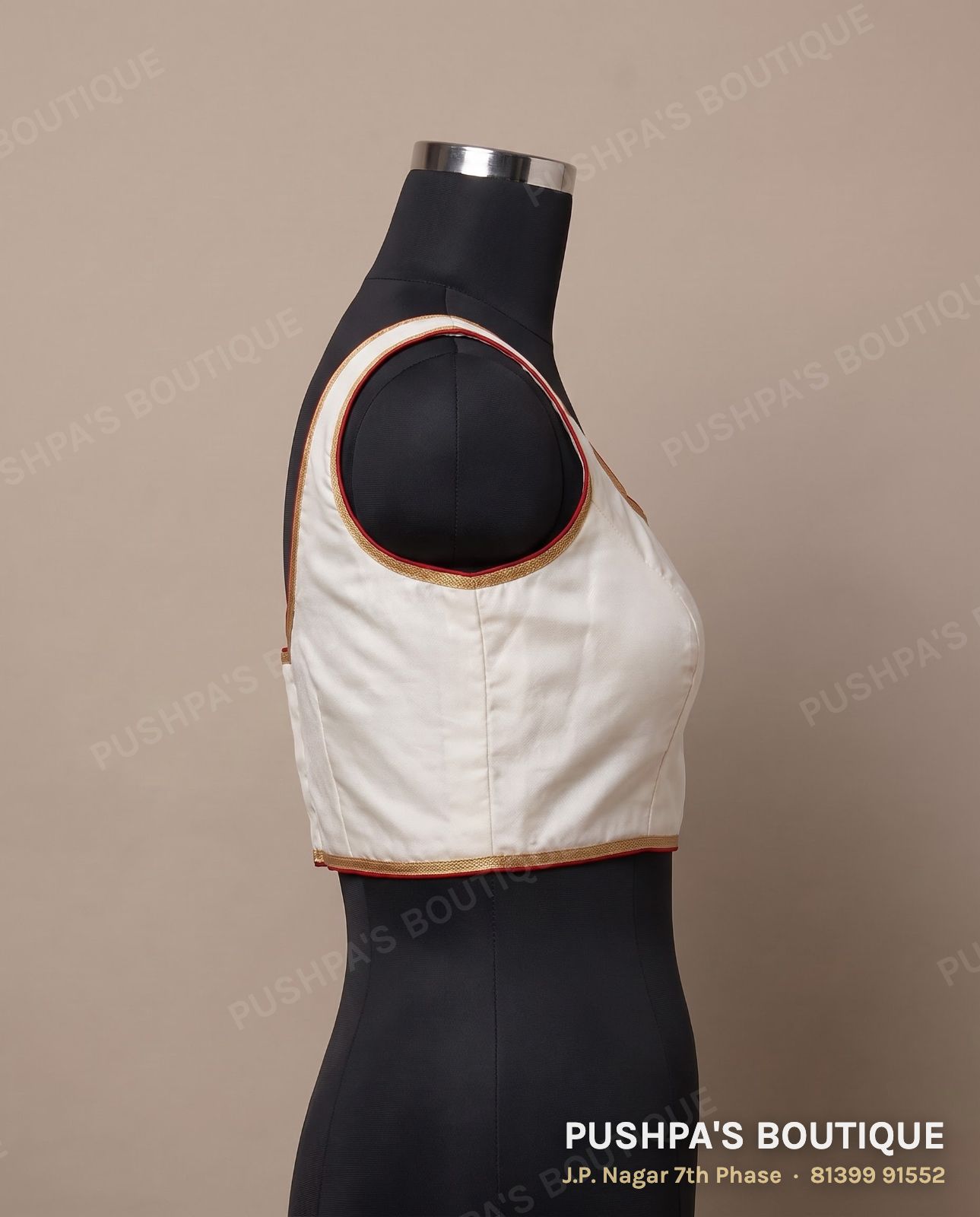 Basic blouse PB-089, square neck, zip back, sleeveless, photo 3