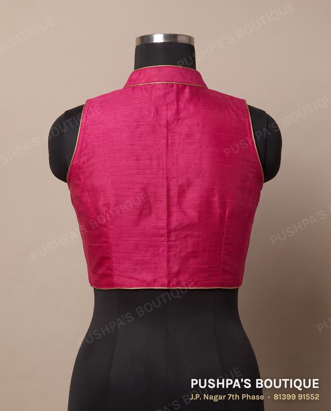 Basic blouse PB-090, high neck, deep U back, sleeveless, photo 2