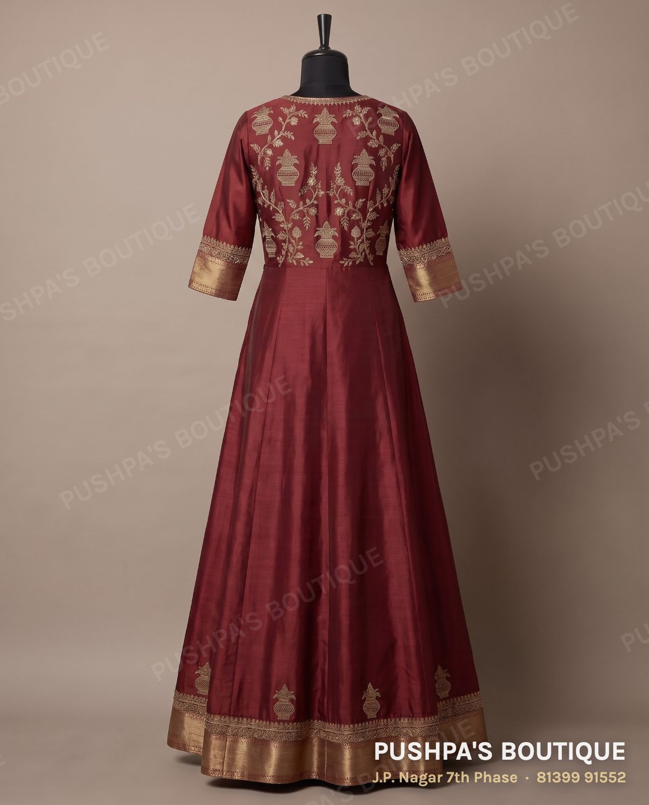 Gown PB-092, V neck, three quarter sleeve, photo 2