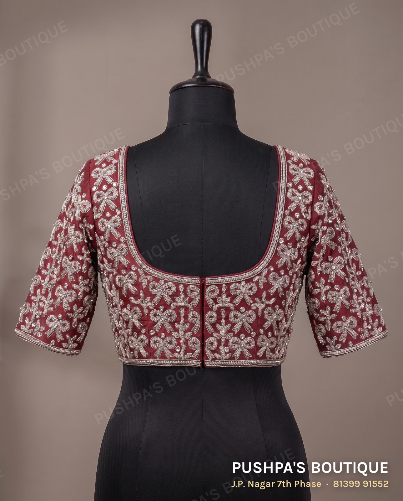 4 dot blouse PB-103, square neck, high back, three quarter sleeve, photo 2