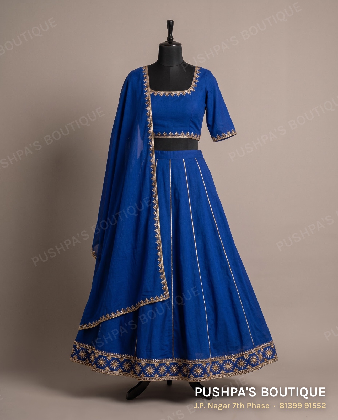 Lehenga PB-104, square neck, elbow sleeve
