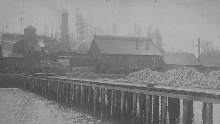 The Asarco copper smelting plant and smokestack in 1888.