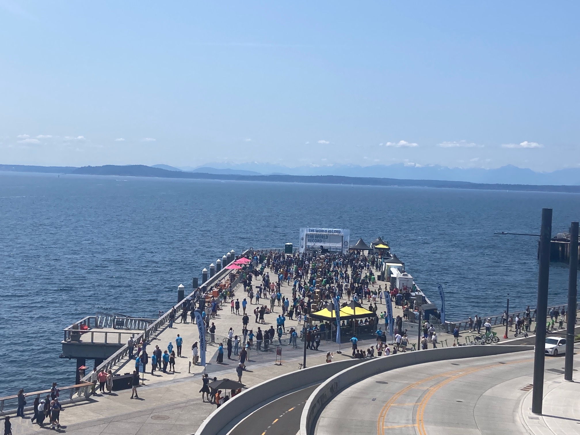 Fans gather at Pier 62 on the Seattle waterfront.