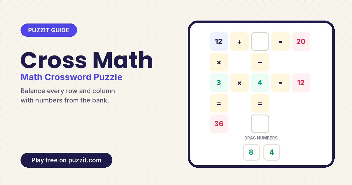 Math Crossword Puzzle: How to Play Cross Math Free
