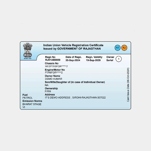PVC Registration Certificate Card