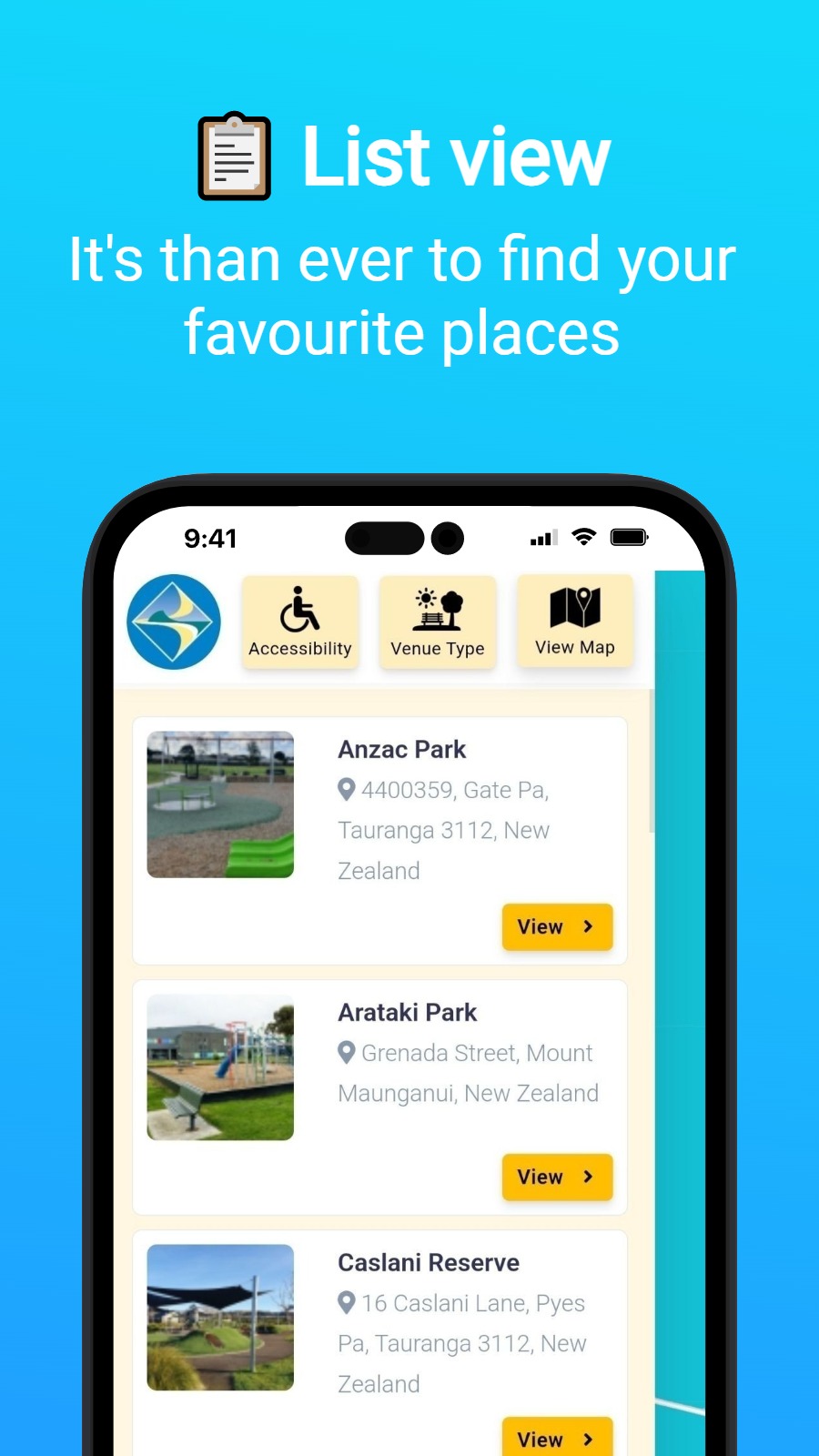 📋 List view - It's than ever to find your favourite places