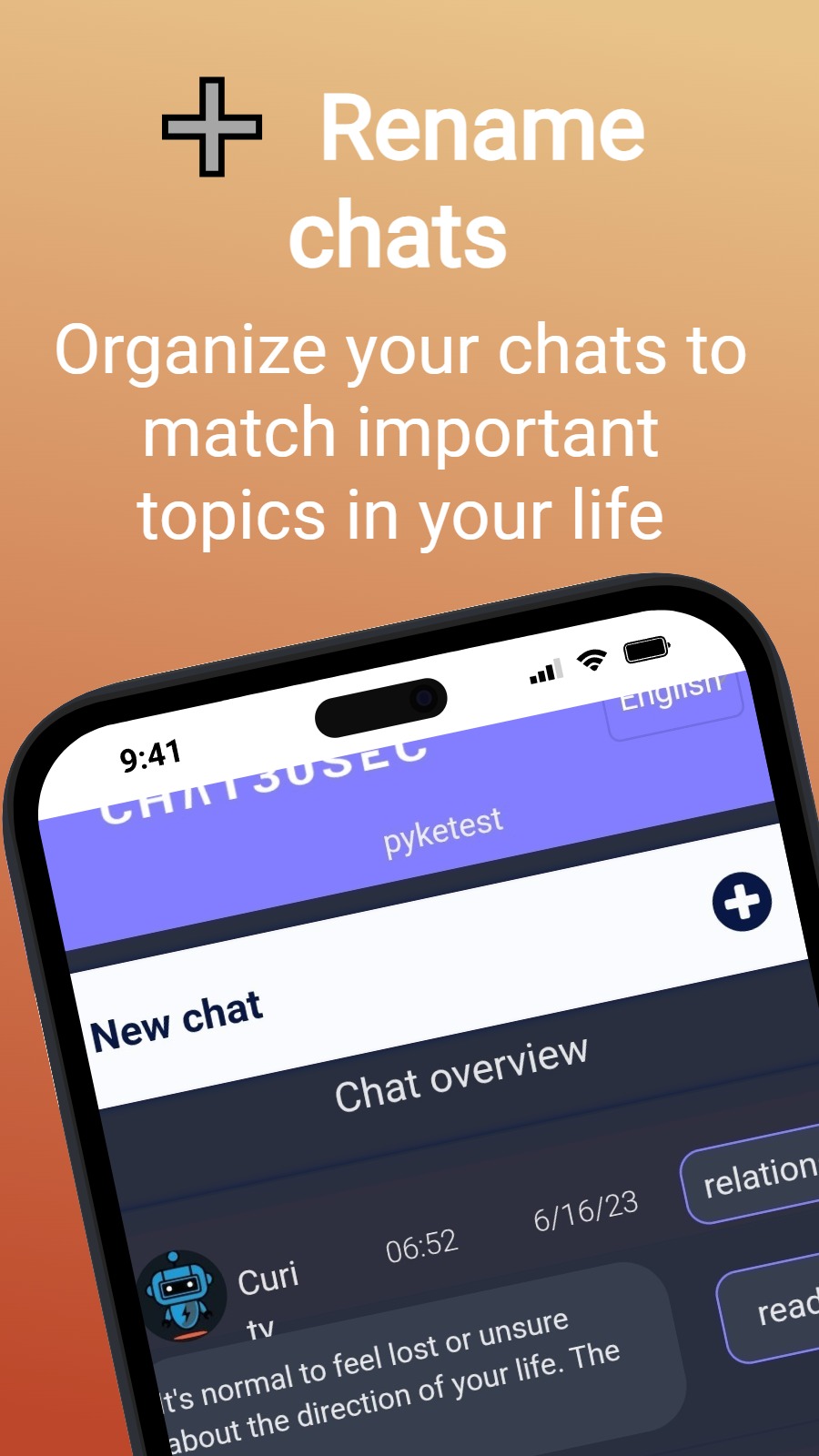➕  Rename chats - Organize your chats to match important topics in your life