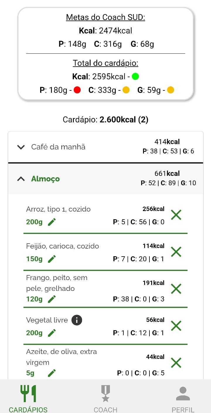 Crie seu próprio cardápio do zero, incluindo todos os alimentos que você gosta.