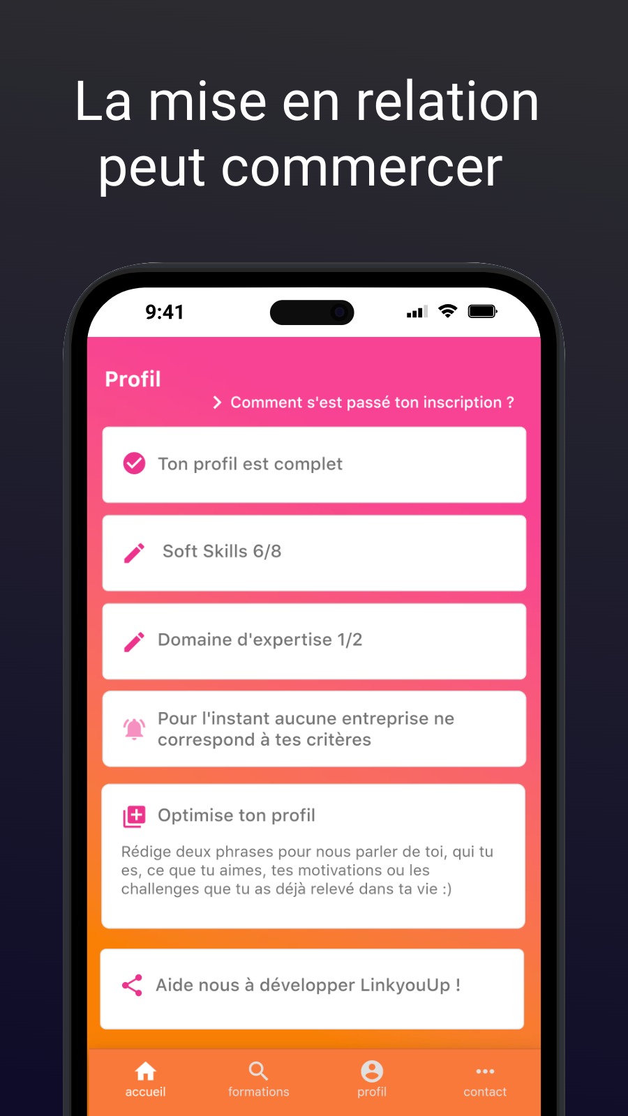 La mise en relation peut commercer