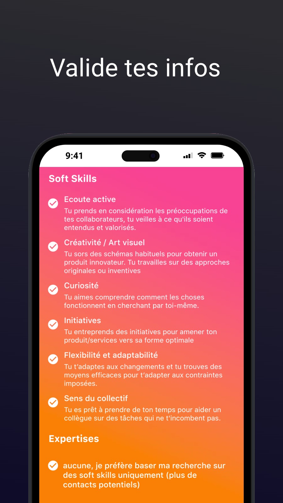 Valide tes infos