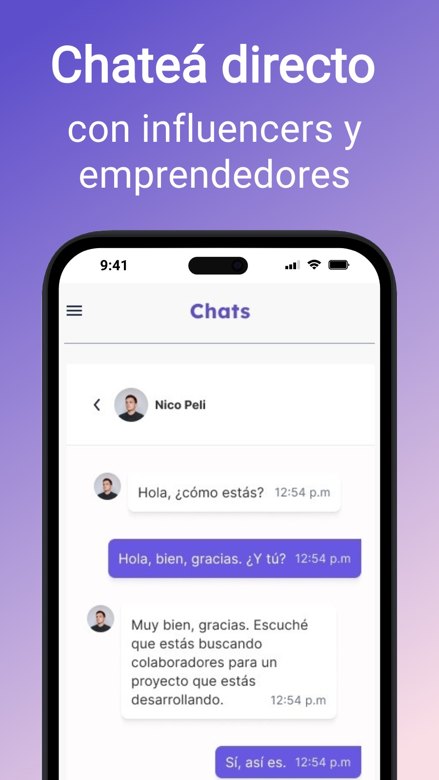 Chateá directo - con influencers y emprendedores