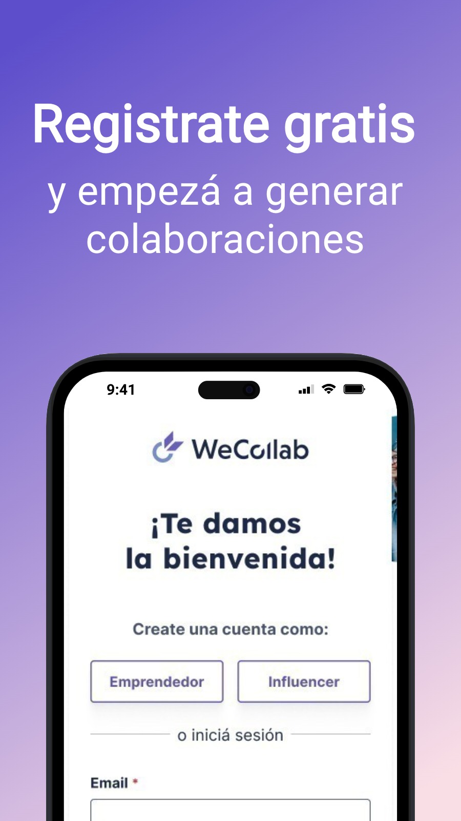 Registrate gratis - y empezá a generar colaboraciones