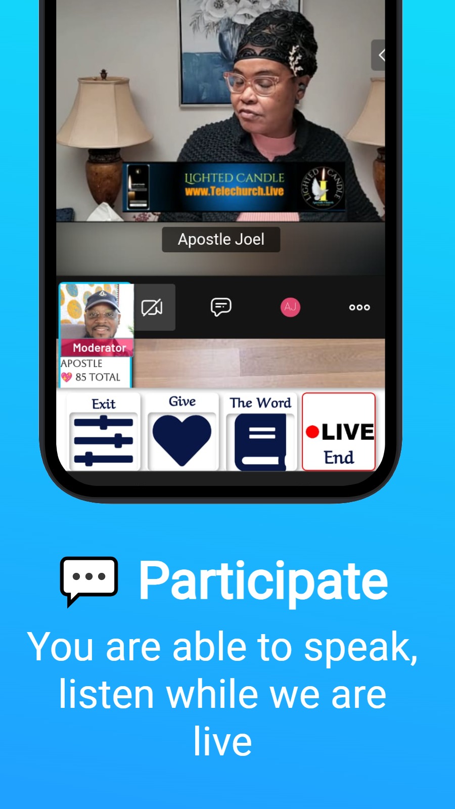 💬 Participate - You are able to speak, listen while we are live