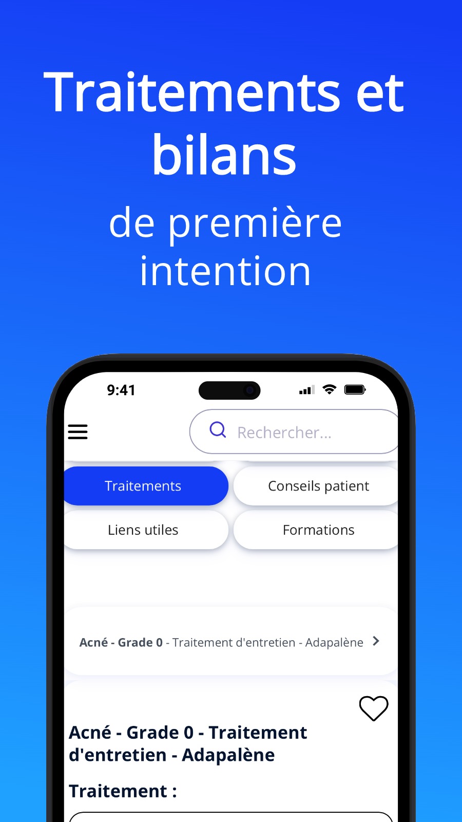 Traitements et bilans - de première intention