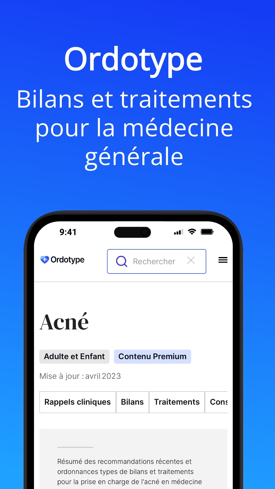 Ordotype - Bilans et traitements pour la médecine générale