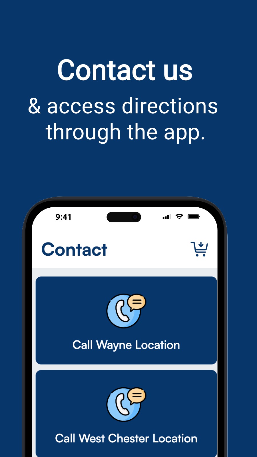 Contact us - & access directions  through the app.