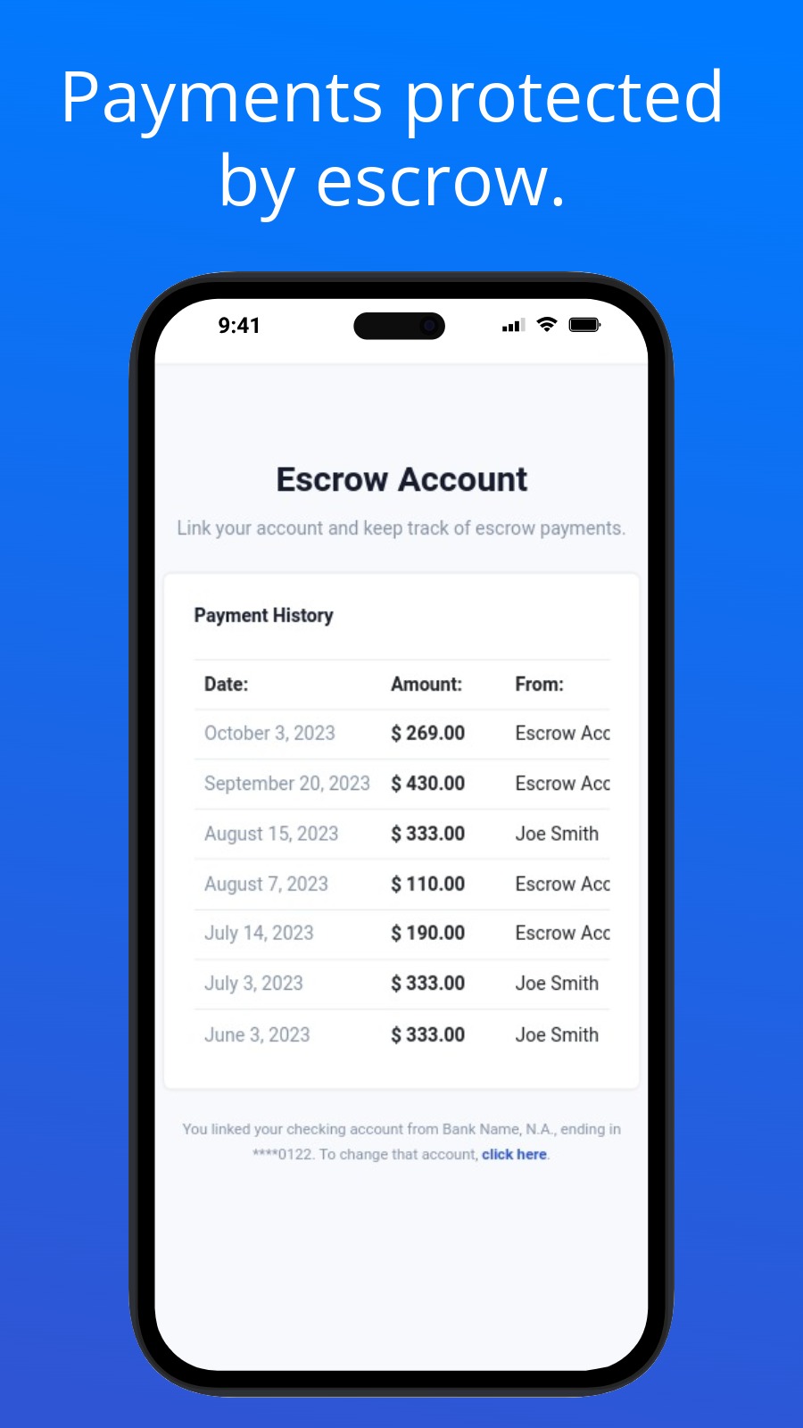 Payments protected by escrow.