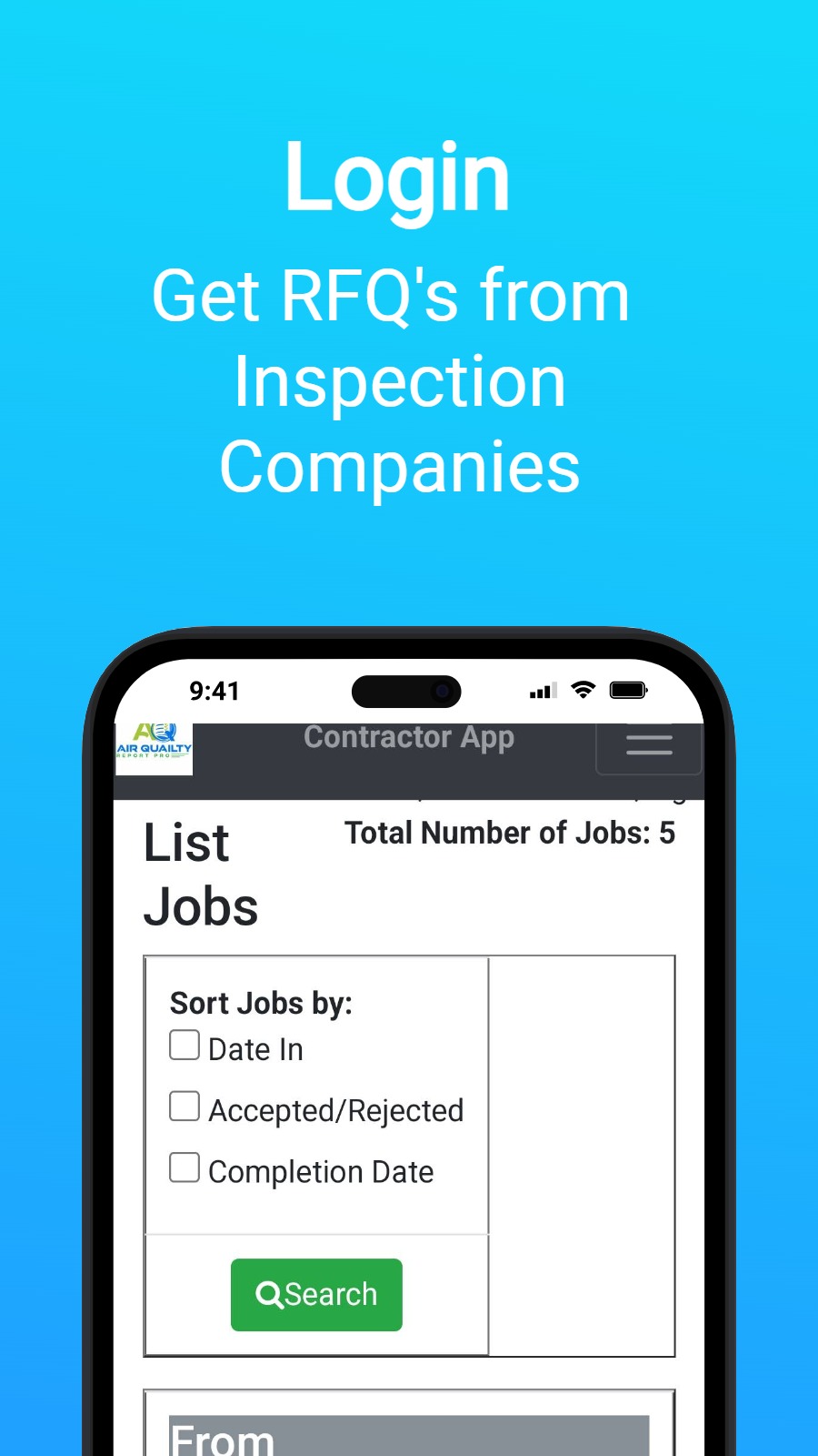 Login - Get RFQ's from  Inspection Companies