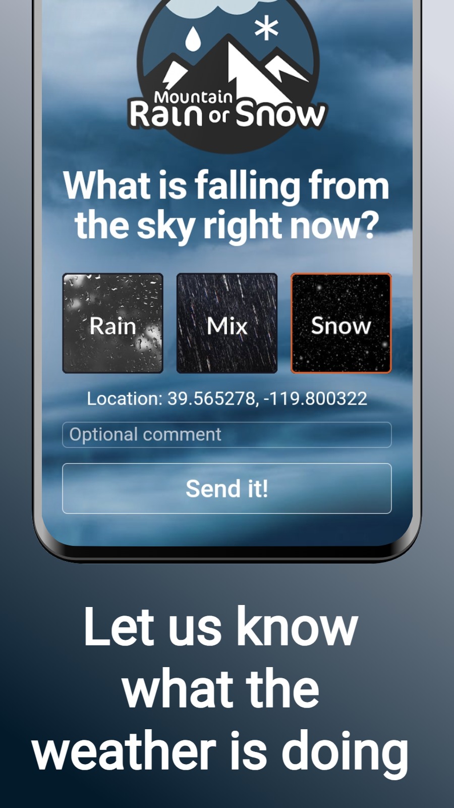 Let us know what the weather is doing