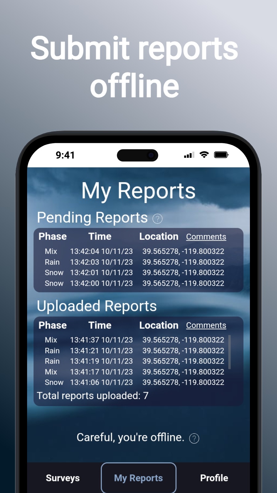 Submit reports offline