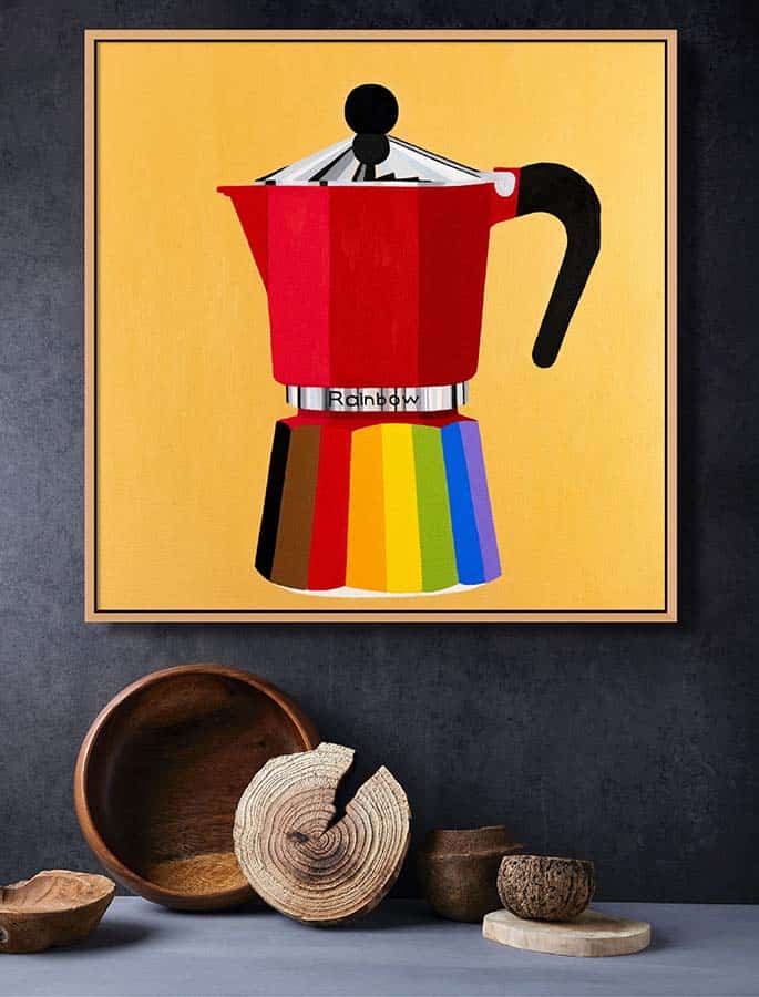 'Rainbow coffee' original oil painting