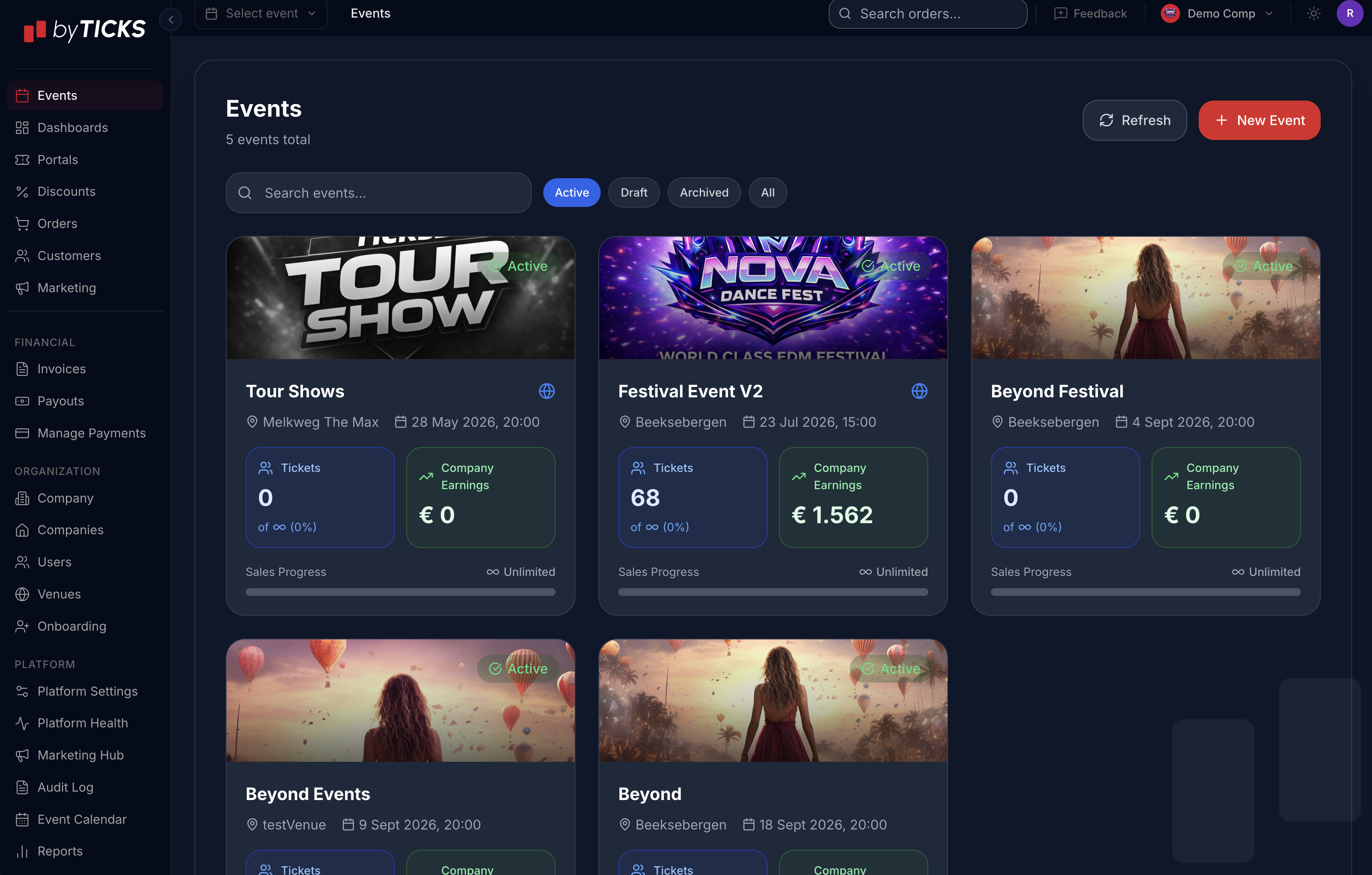 Organizer Event Page