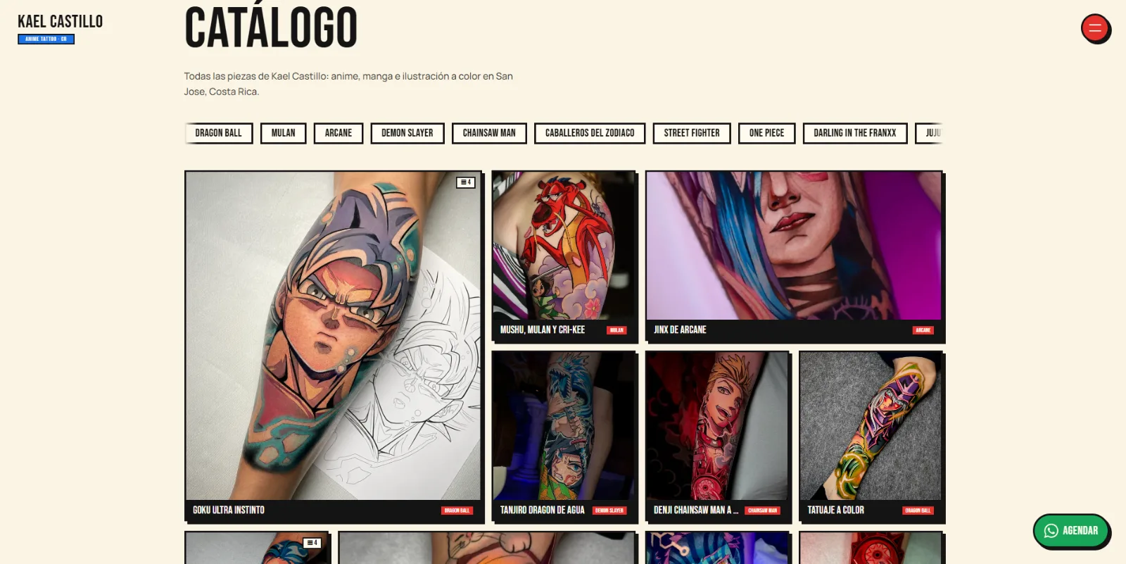 Kael Castillo Tattoo  Sitio web y catálogo de tatuajes anime