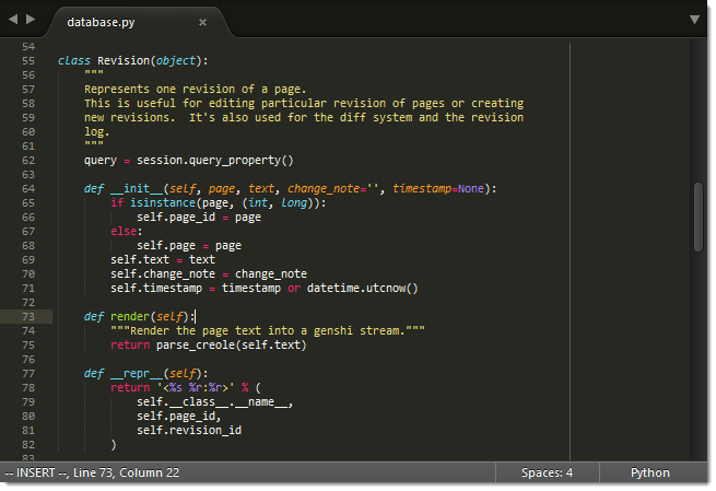 Exemplo  de tela do editor Sublime Text