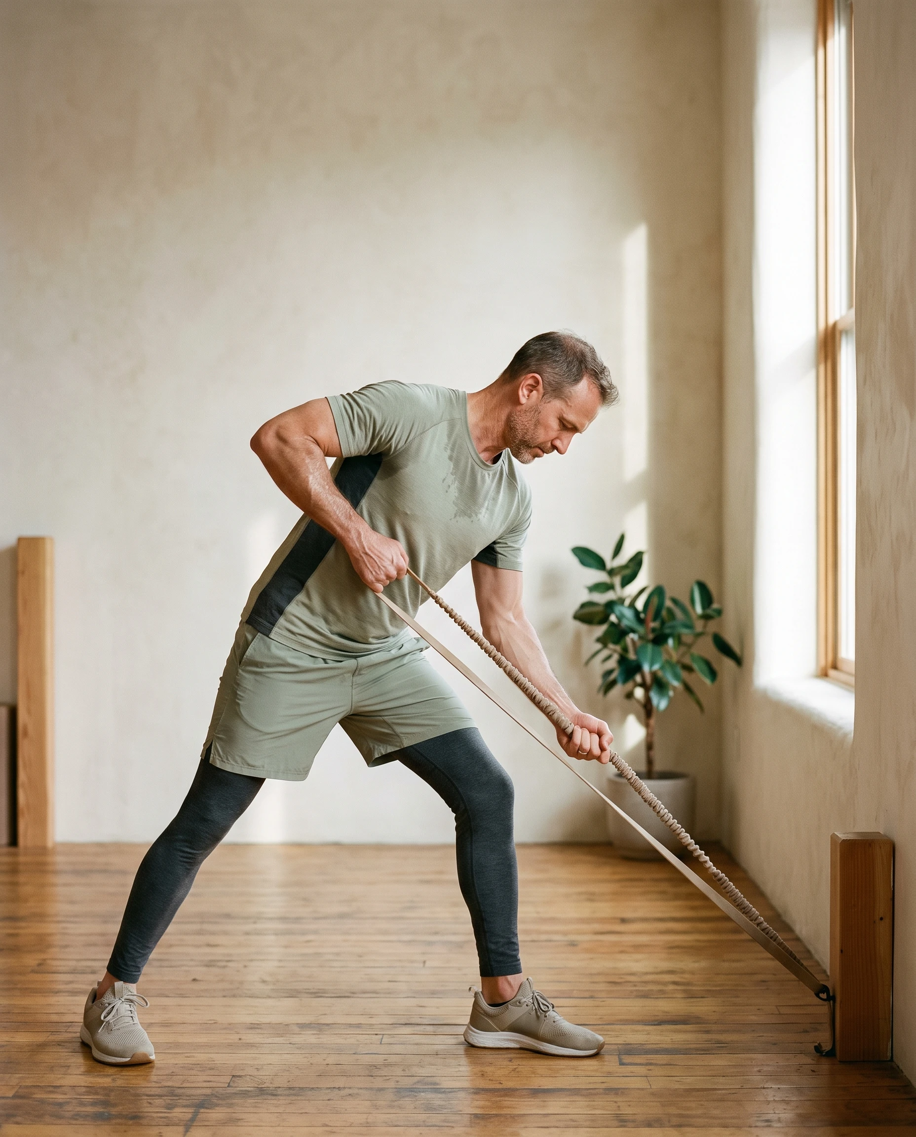 A guided corrective movement session in a warm, wood-floored studio