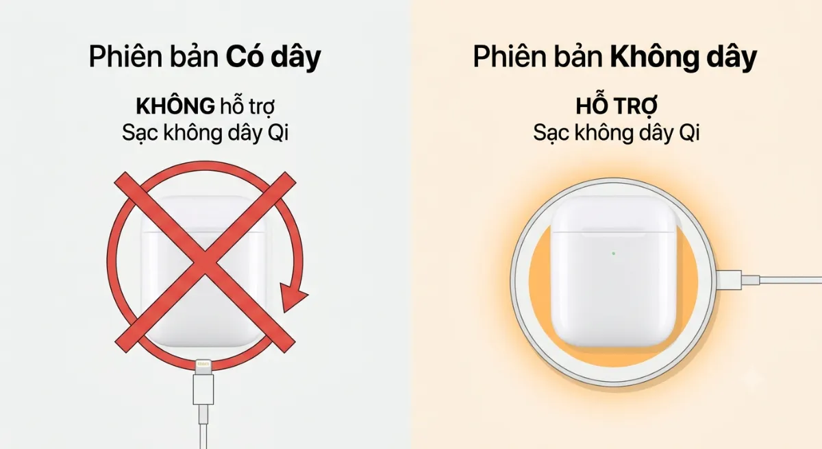 AirPods 2 Sạc Có Dây Và Không Dây: Cách Phân Biệt Và Sử Dụng Đúng Cách