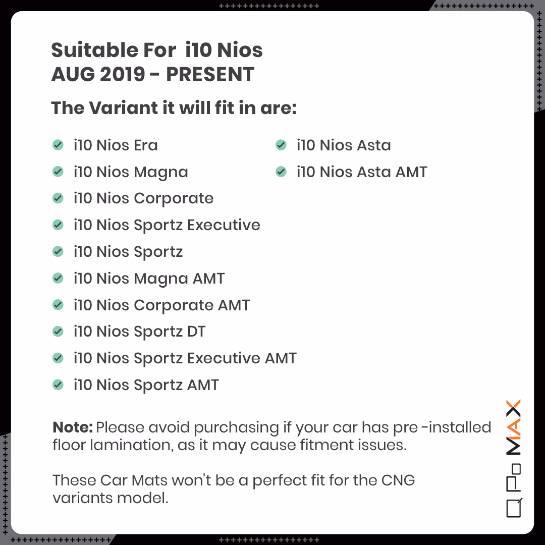 i10 Nios Car Floor Mats thumbnail 5