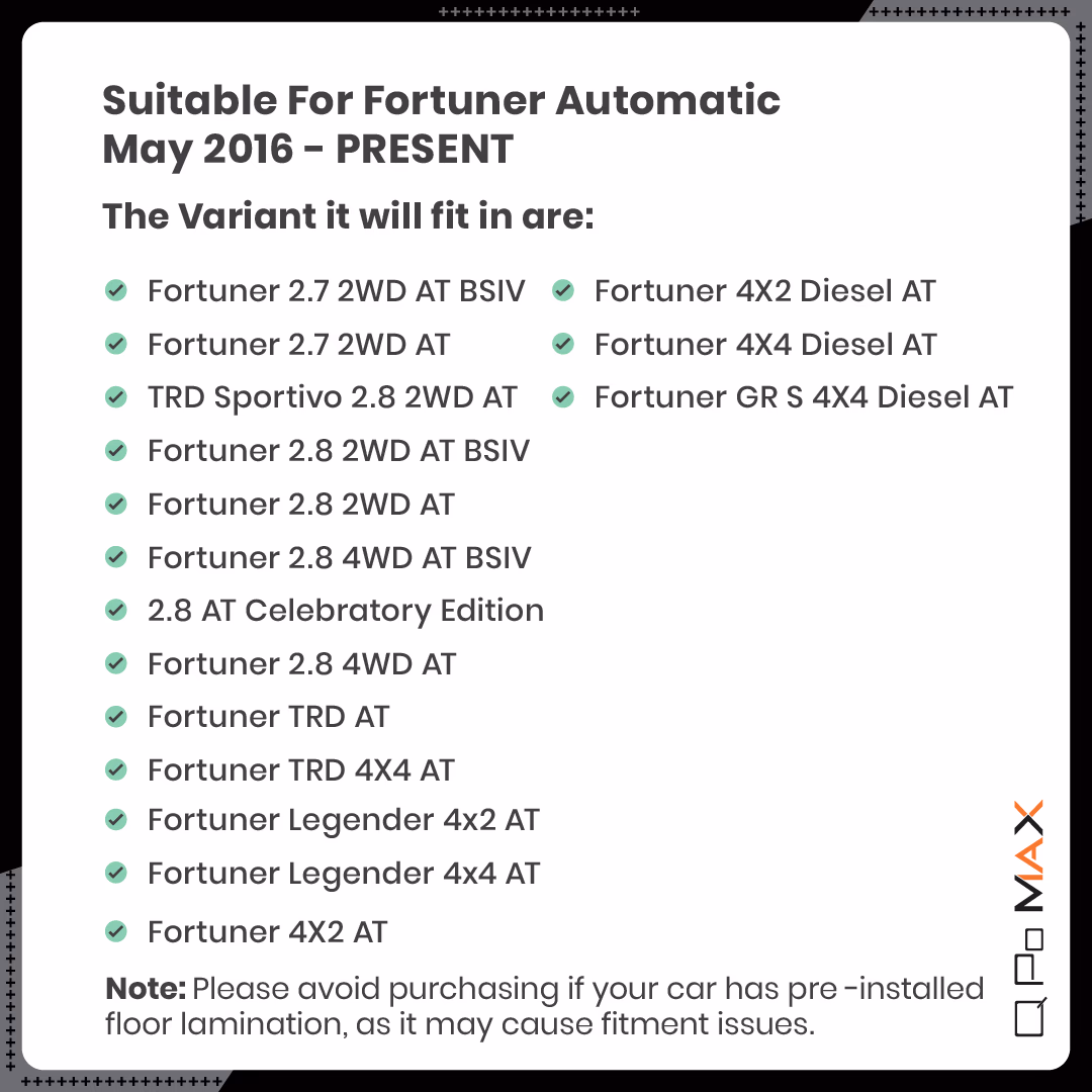 Fortuner Automatic Car Floor Mats with Trunk Mat thumbnail 5