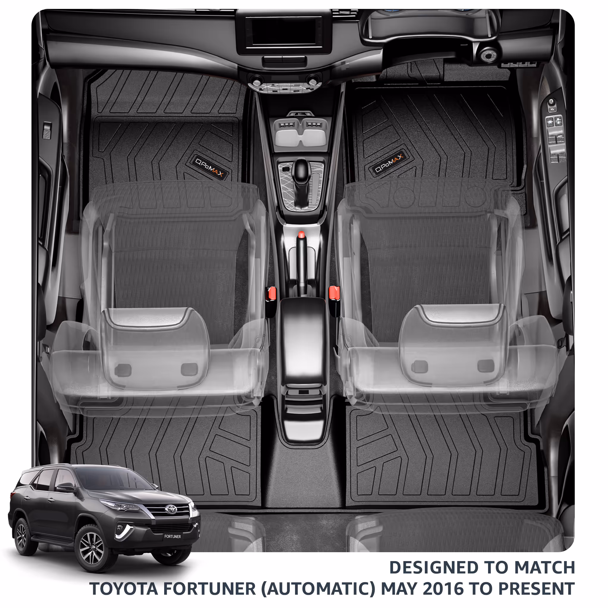 Fortuner Automatic Car Floor Mats with Trunk Mat thumbnail 2