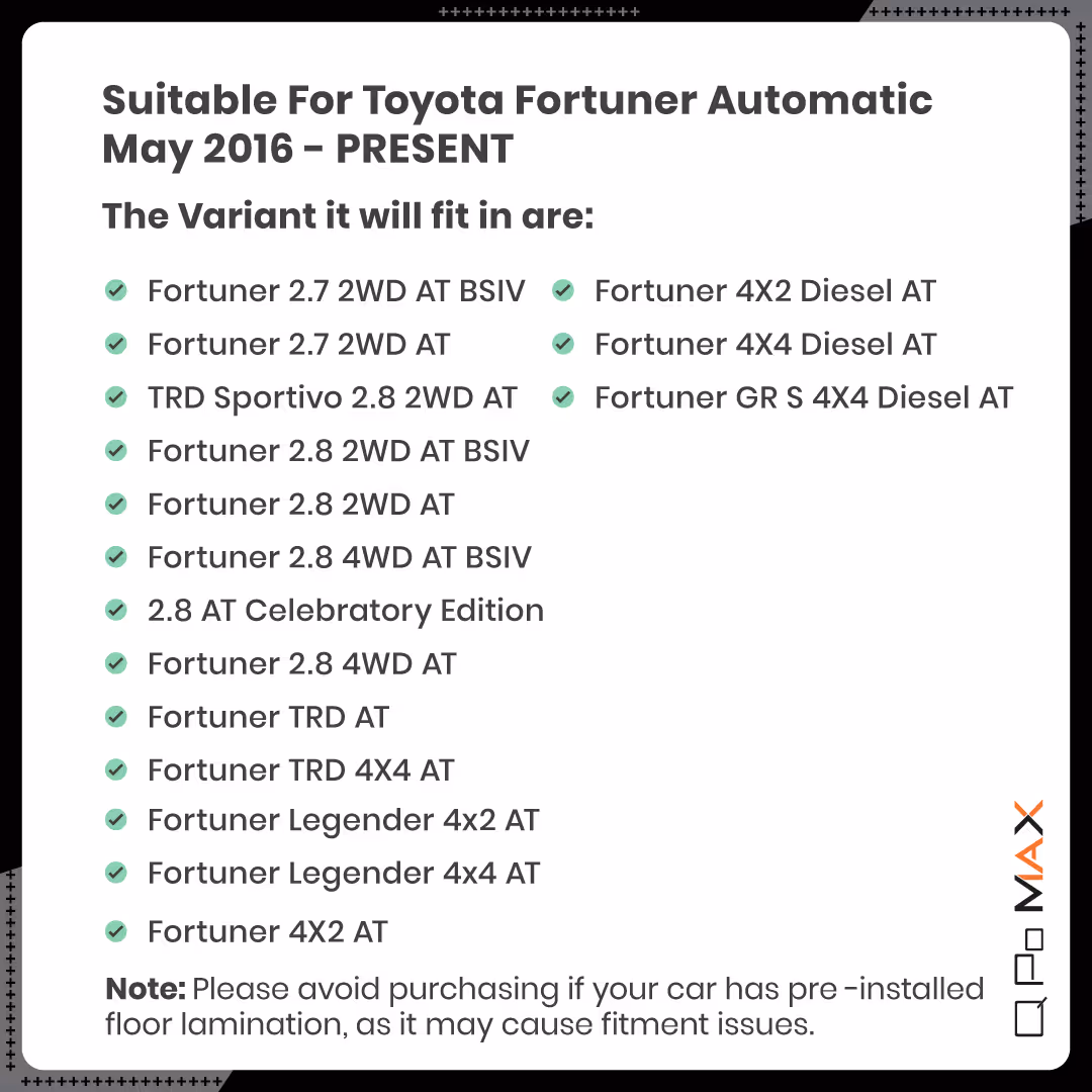 Fortuner Automatic Car Floor Mats with Trunk Mat thumbnail 6