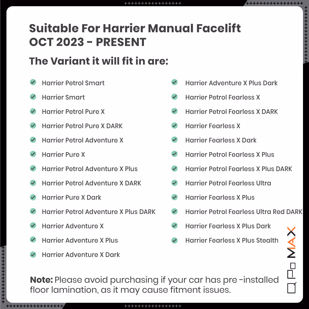 Harrier Facelift Manual Car Floor Mats thumbnail 5