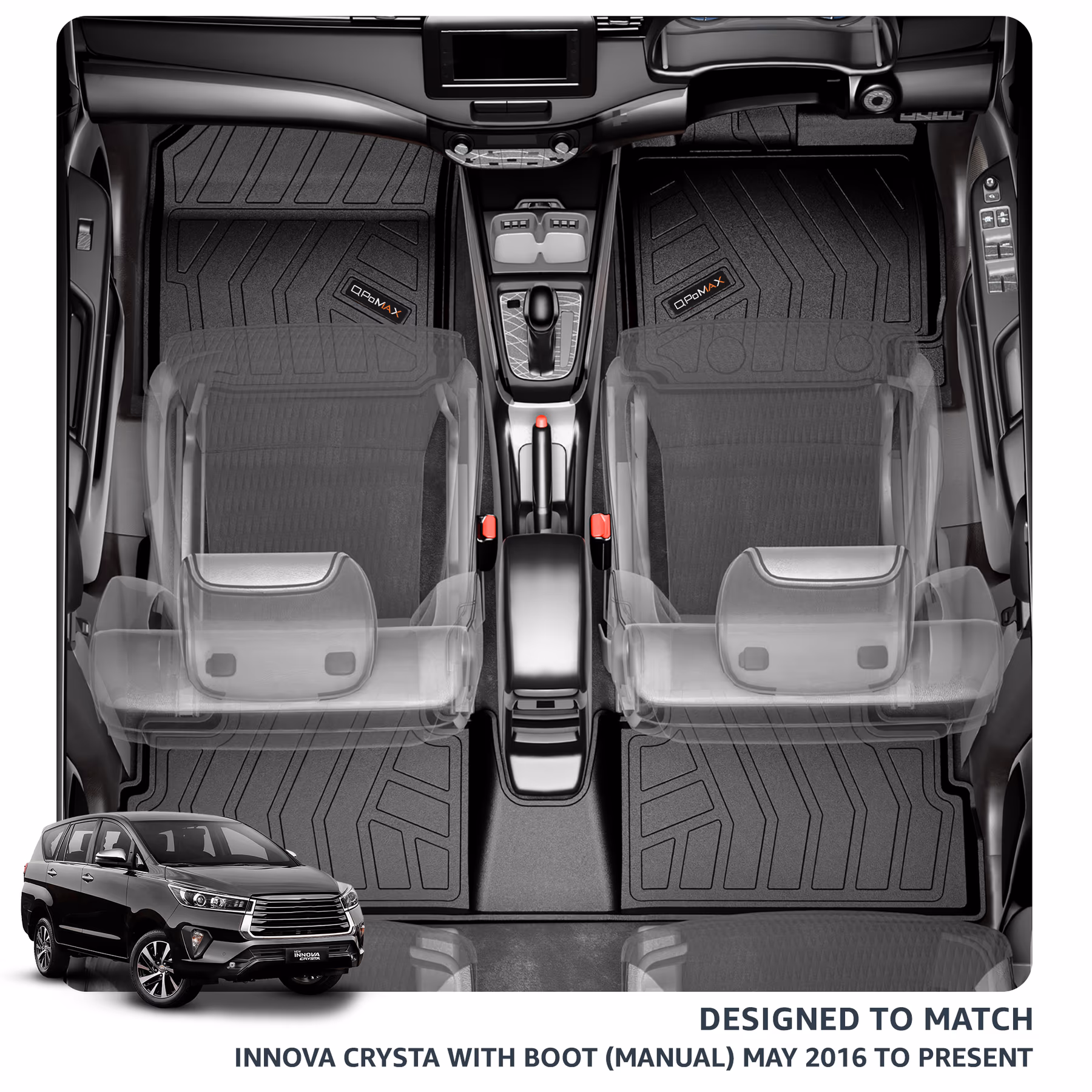 Innova Crysta Manual Car Floor Mats with Trunk Mat thumbnail 2