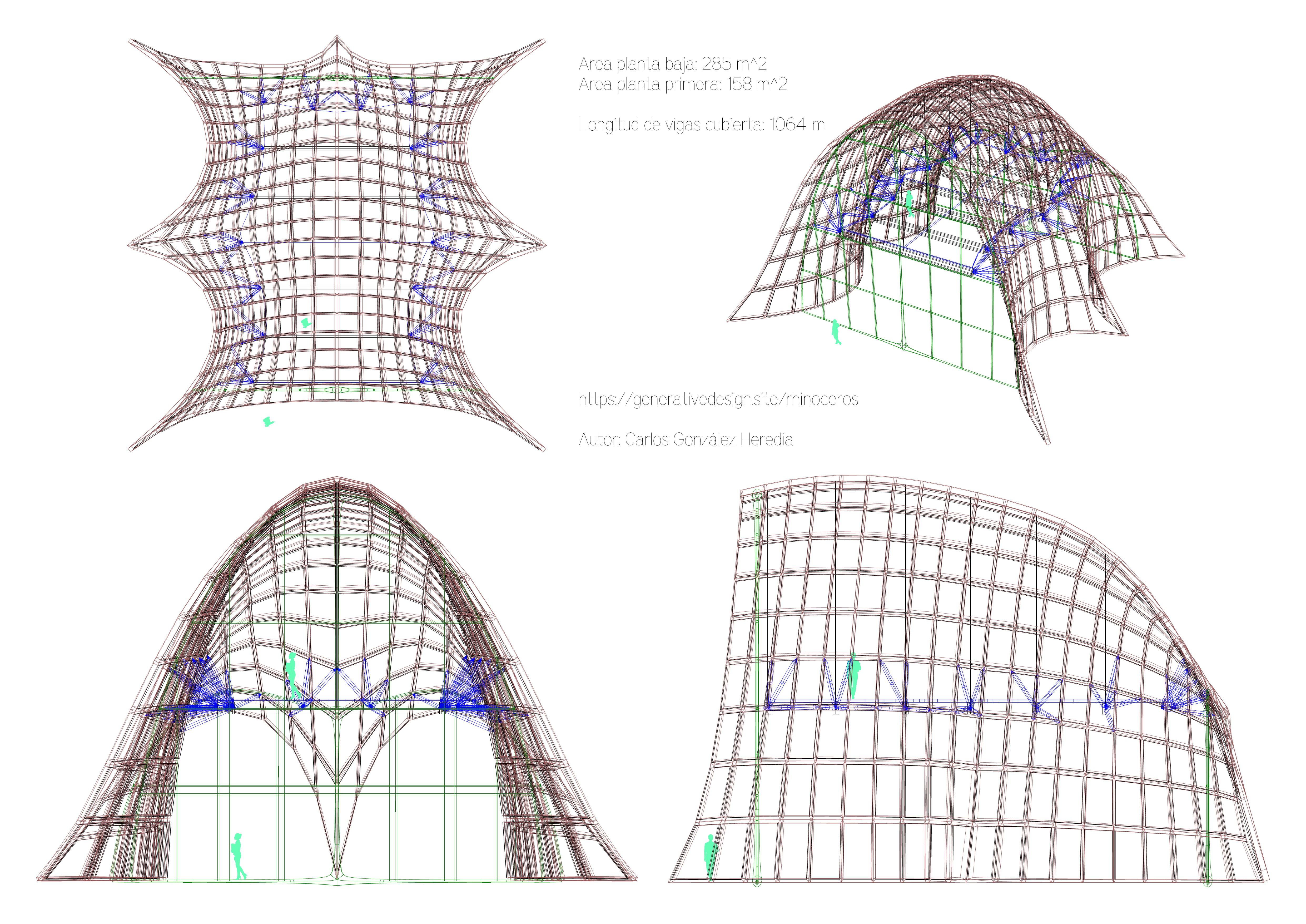 Self-supporting roof with the Kangaroo solver