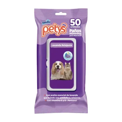 Paños humedos petys lavanda x 50 und