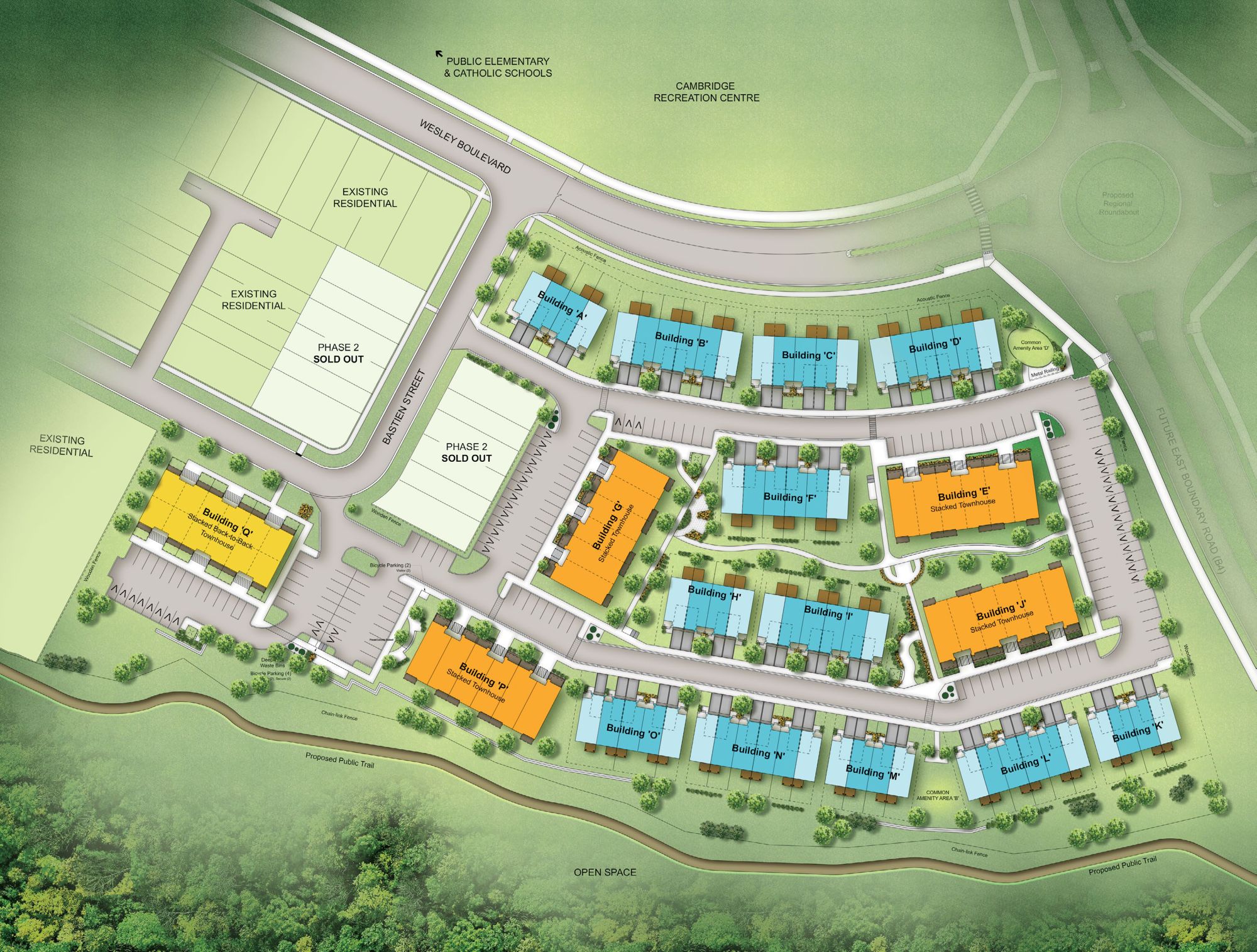 Full Phase 3 site plan with two-storey townhomes, future stacked townhomes and back-to-back townhomes
